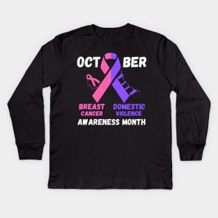 Breast Cancer and Domestic Violence Awareness Month Kids Long Sleeve T-Shirt